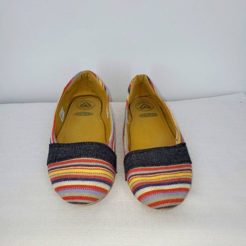KEEN Cortana Vegan Multicolor Strip Ballet Strip Slip-on Flat Size 8